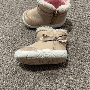 Stride Rite Tan Kids Boots with Bow